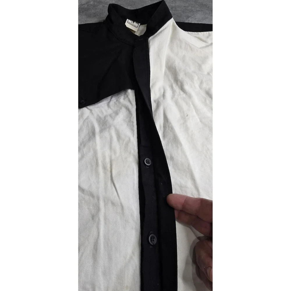 Vintage Buck Out Mens L Rodeo Casual Bullriding Shirt Black White/Cream USA TX